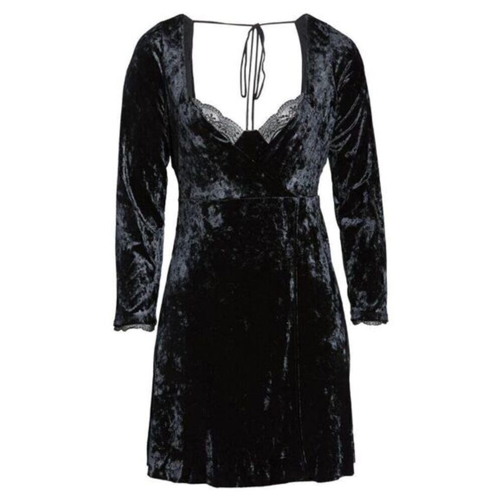 Free People NEW Black Open-Back Mini Dress Large‎